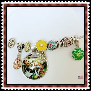 🆕✅ CABOCHON CHAIN NECKLACE W/CHANGEABLE CHARMS